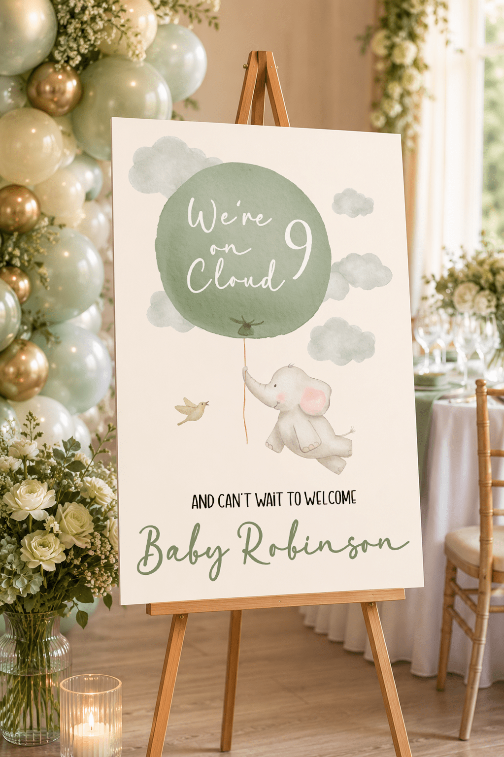 On Cloud 9 Neutral Baby Shower Welcome Sign