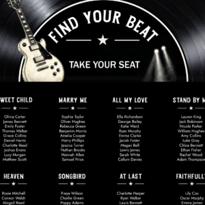 Rock Vinyl Record Seating Chart sign