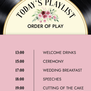 Vinyl Record Order Of Events Wedding board
