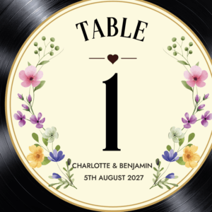 Wedding Vinyl Record Table Number sign
