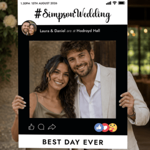 wedding selfie photo frame - white