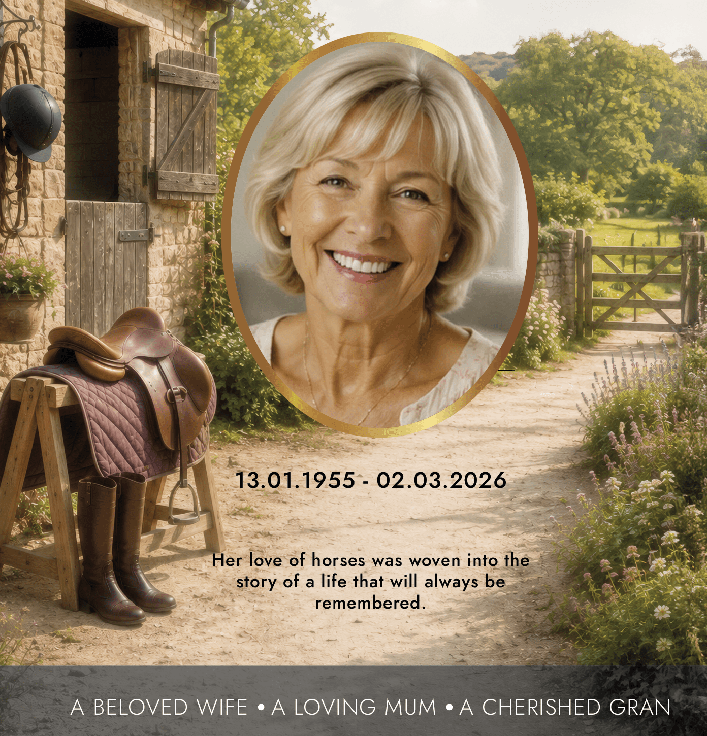 Horse Rider Funeral Memorial Sign