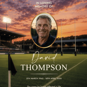 Rugby funeral memorial sign