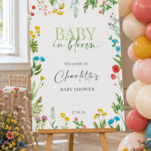 baby in bloom welcome sign