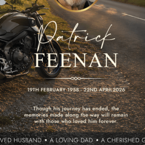 motorbike funeral tribute memorial board