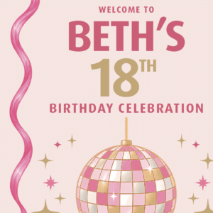 18th Birthday Pink & Gold Welcome Sign
