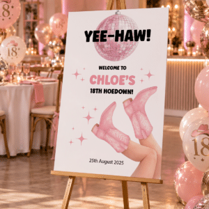 Disco Cowgirl 18th Birthday Sign