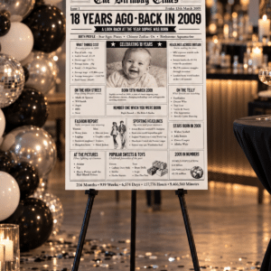 Personalised 18th Birthday Newspaper Sign
