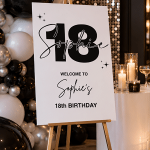Personalised Black & White 18th Birthday Sign