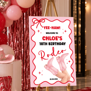 Pink Cowgirl 18th Birthday Sign