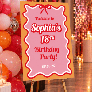 Retro 18th Birthday Welcome Sign