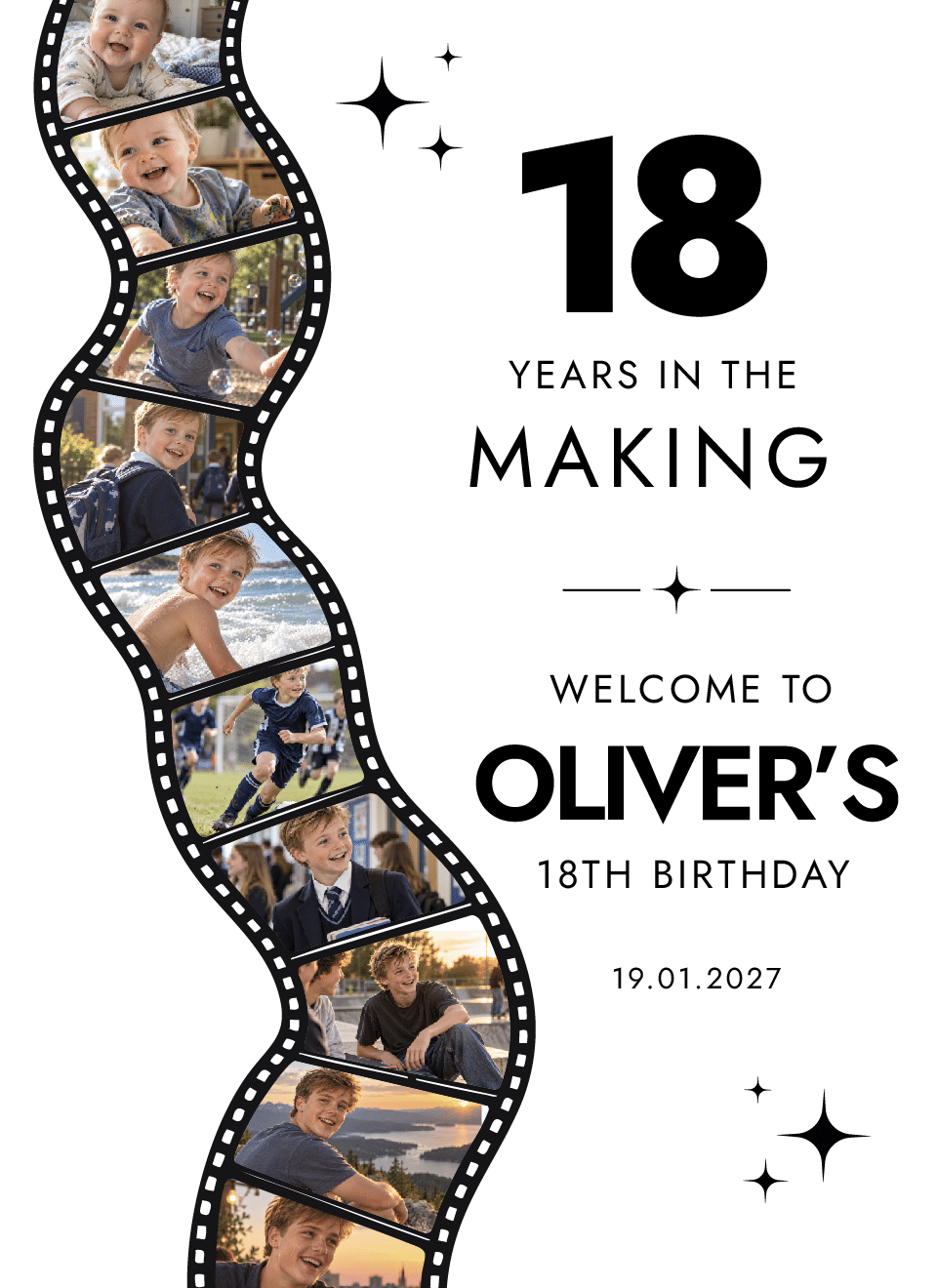 Personalised 18th Birthday Film Strip Photo Board
