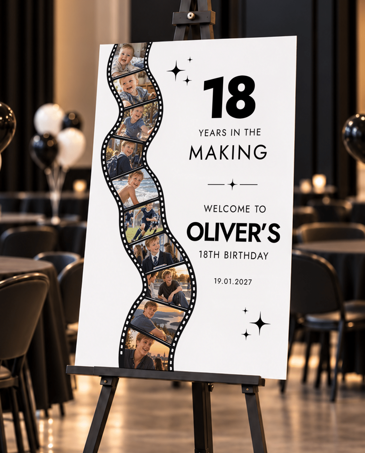 Personalised 18th Birthday Film Strip Photo Sign