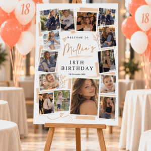 Personalised 18th Birthday Photo Collage Sign