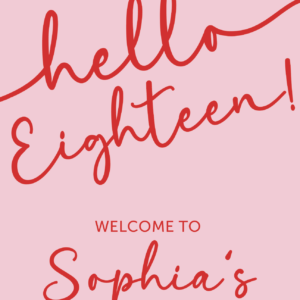 Personalised Pink 18th Birthday Board - Hello Eighteen