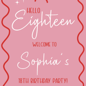 Pink and Red 18th Birthday Welcome Board