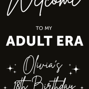 Welcome To my Adult Era 18th Black Sign