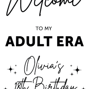 Welcome To my Adult Era 18th White Sign